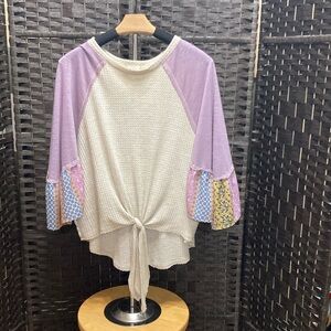 Altar’d State bell sleeve front tie top - size small